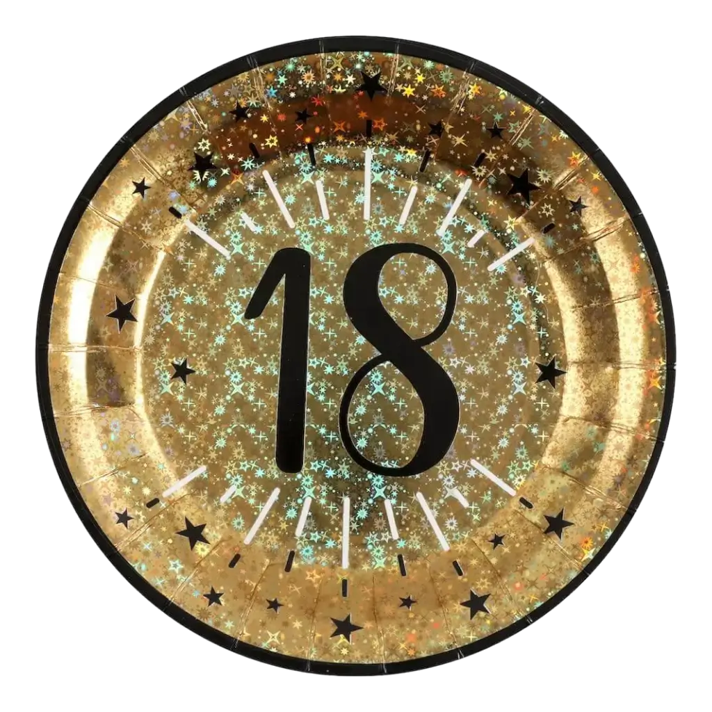 Paper plate Gold 18 years (set of 10)