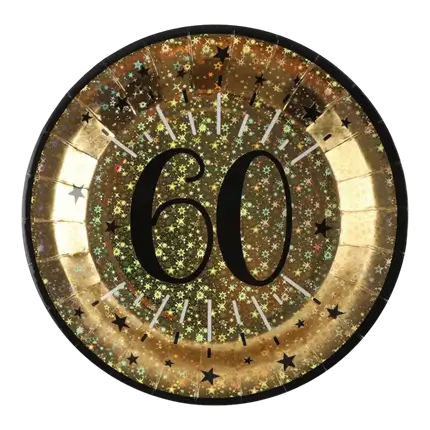 Gold paper plate 60 years (set of 10)