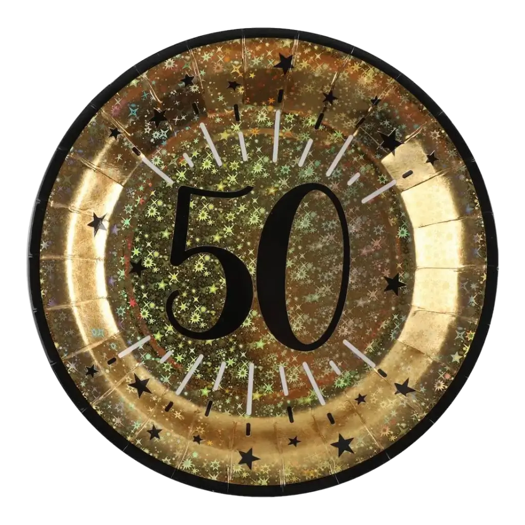 Gold paper plate 50 years (set of 10)