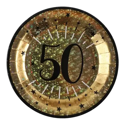 Gold paper plate 50 years (set of 10)