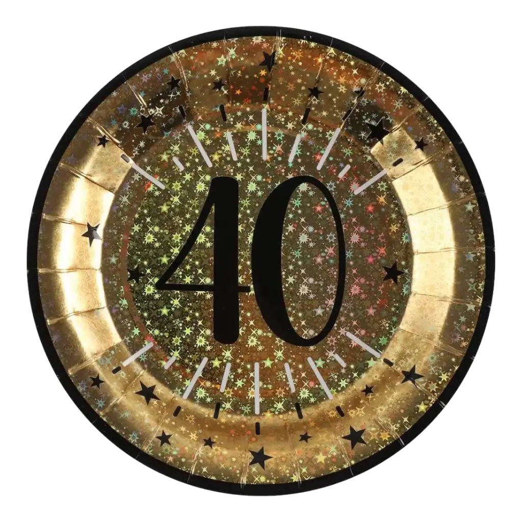 Gold paper plate 40 years (set of 10)