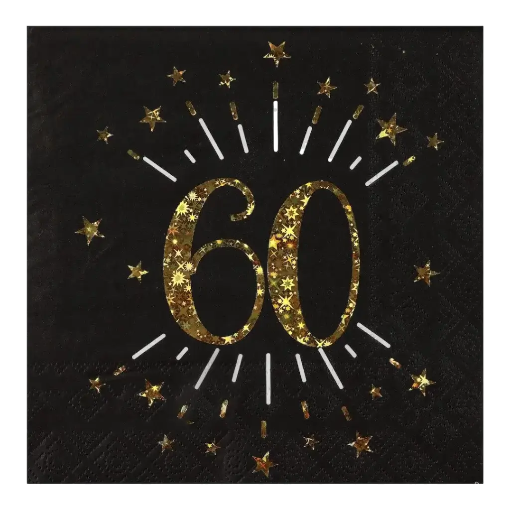 Paper napkin 60 years Black/Gold (set of 10)