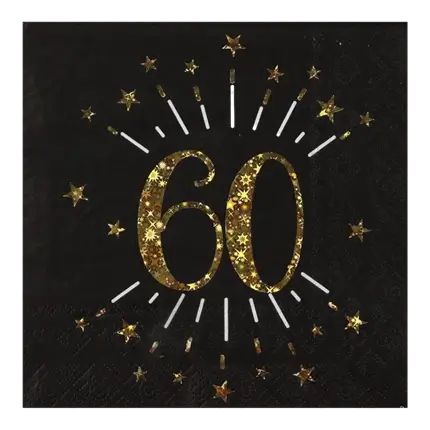 Paper napkin 60 years Black/Gold (set of 10)
