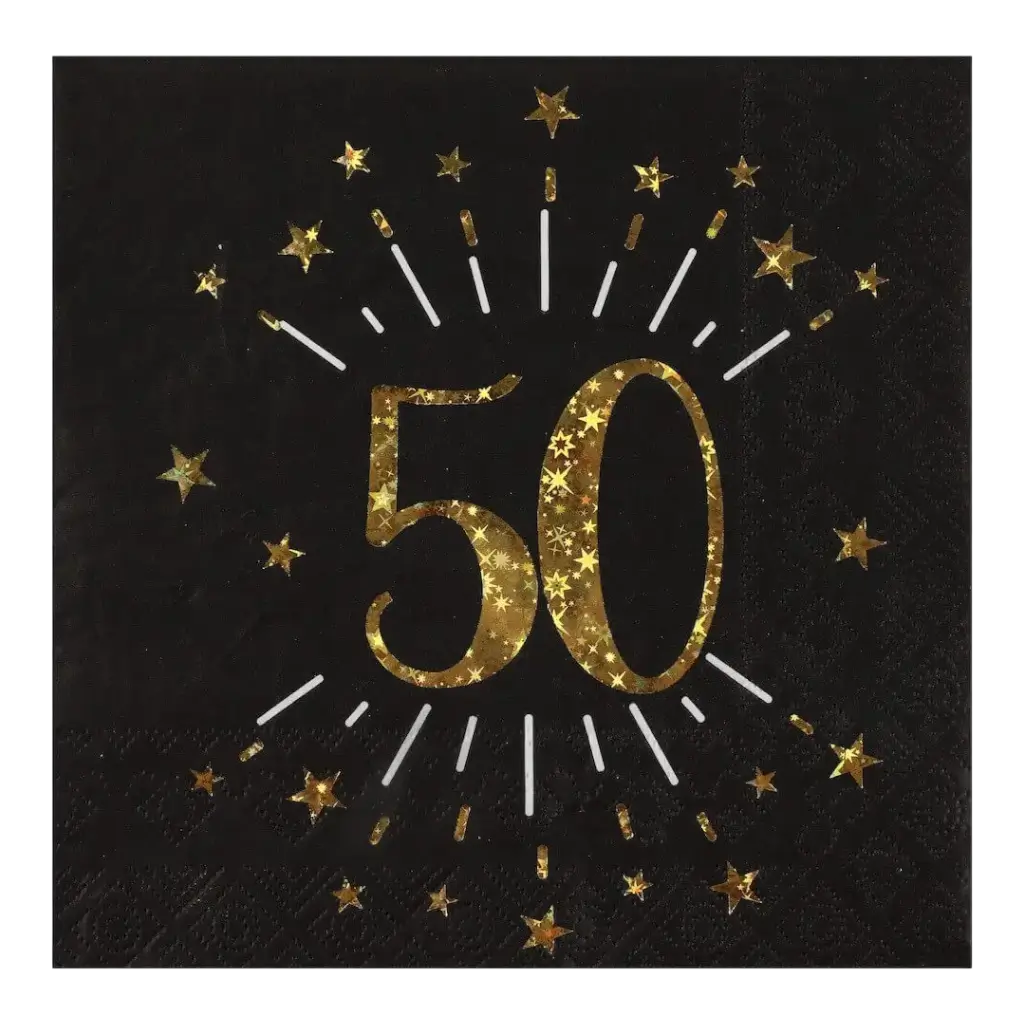 Paper napkin 50 years Black/Gold (set of 10)