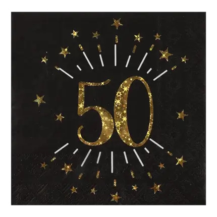Paper napkin 50 years Black/Gold (set of 10)