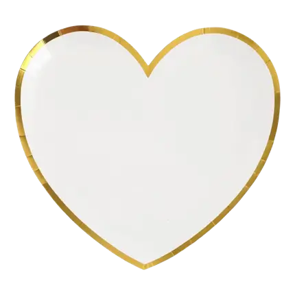 Heart Shaped Plate White/Gold (Set of 10)