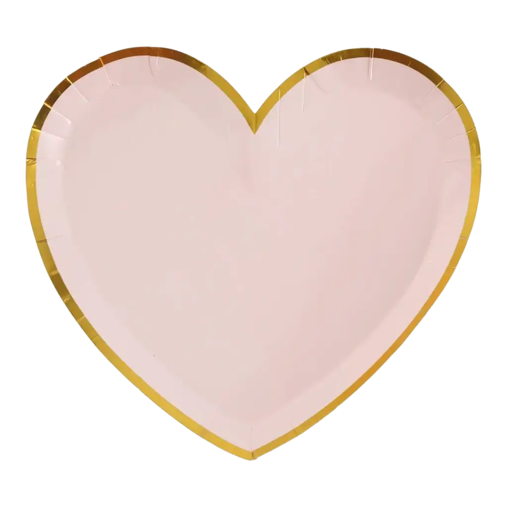 Heart Shaped Plate Pink/Gold (Set of 10)
