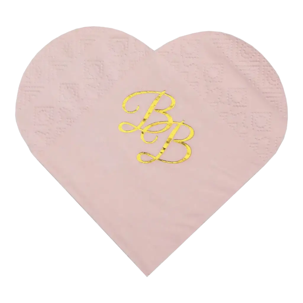 Towel Heart Pink with BB Gold (Set of 10)
