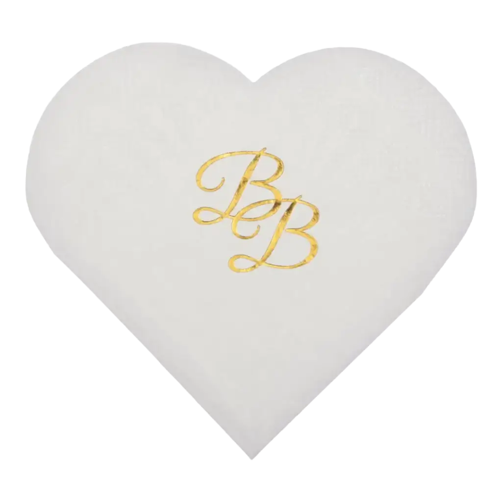 White heart towel with BB Gold inscription (Set of 10)