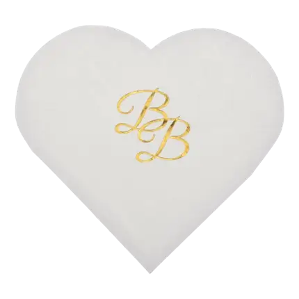 White heart towel with BB Gold inscription (Set of 10)