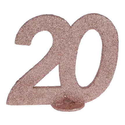 Table Decoration Number 20 Glitter Rose Gold