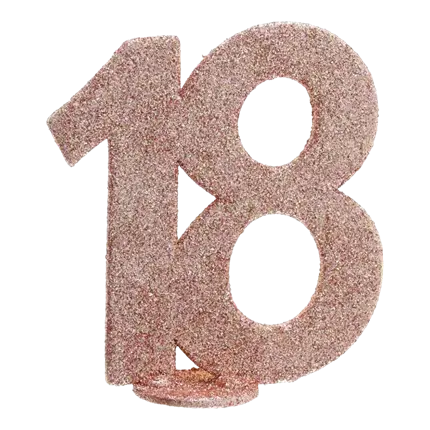 Table Decoration Chiffre 18 Glitter Rose Gold