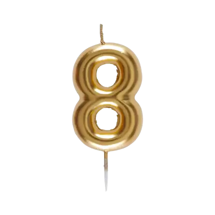 Candle Number 8 Golden