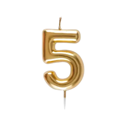 Candle Number 5 Golden