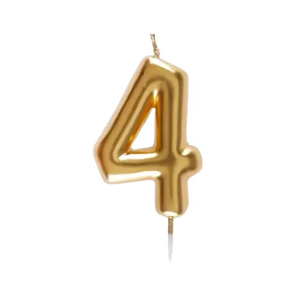 Candle Number 4 Golden