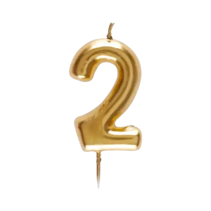 Candle Number 2 Golden