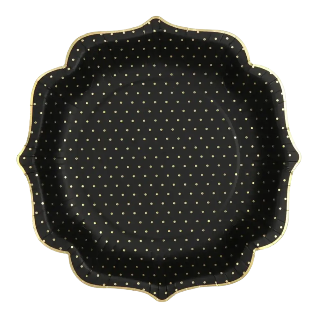 Original Black Plate with Gold Dots (set of 10)