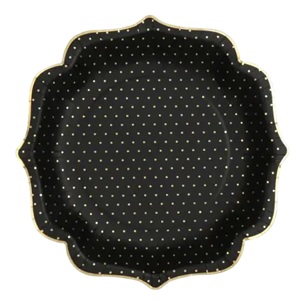 Original Black Plate with Gold Dots (set of 10)