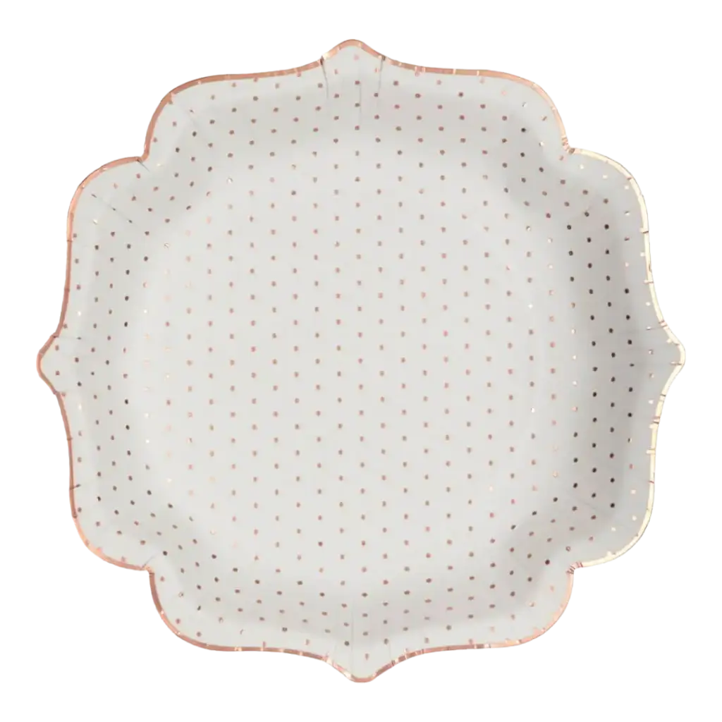 Original White Plate with Rose Gold Dots (set of 10)