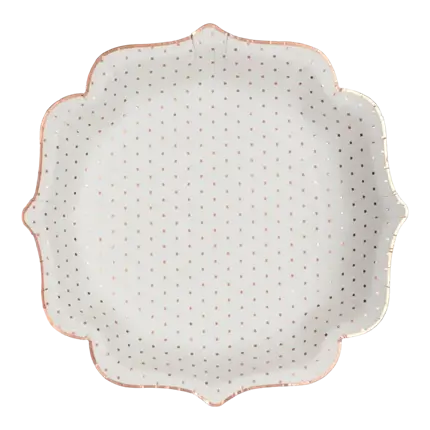 Original White Plate with Rose Gold Dots (set of 10)