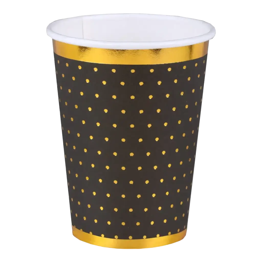 Black tumbler with polka dots and gold gilding (set of 10)
