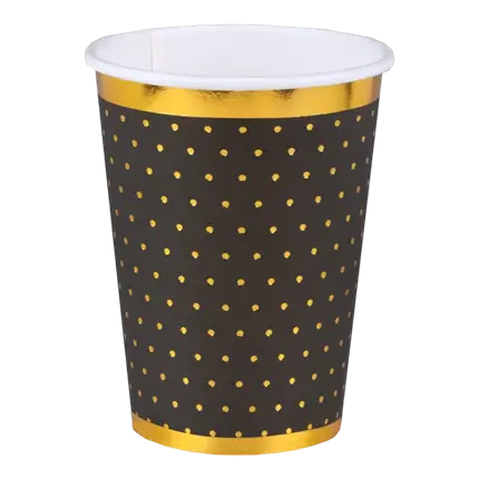 Black tumbler with polka dots and gold gilding (set of 10)