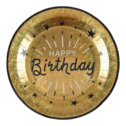Happy Birthday Plate Gold Metallic (Set of 10)