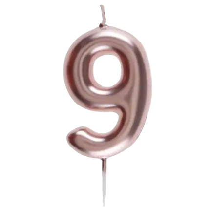 Birthday Candle Number 9 Rose Gold