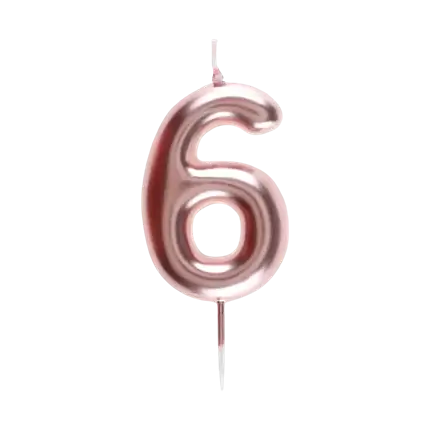 Birthday Candle Number 6 Rose Gold