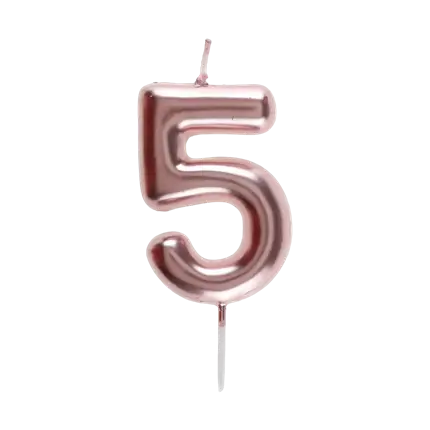 Birthday Candle Number 5 Rose Gold