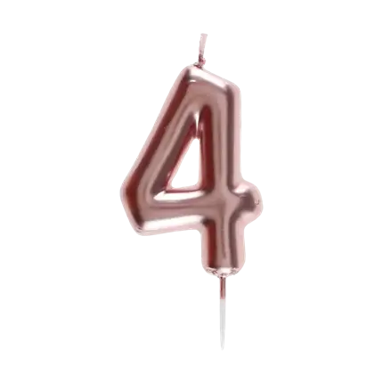 Birthday Candle Number 4 Rose Gold
