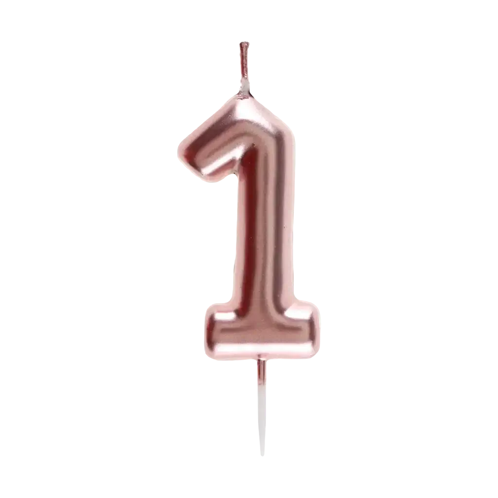 Birthday Candle Number 1 Rose Gold