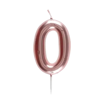 Birthday Candle Number 0 Rose Gold