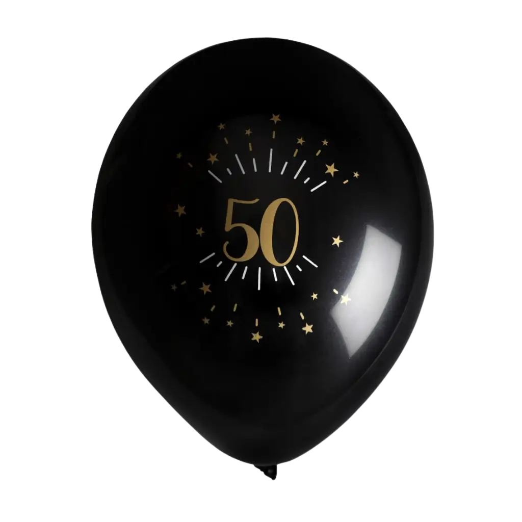 50 Years Balloon Black Gold (Set of 8)