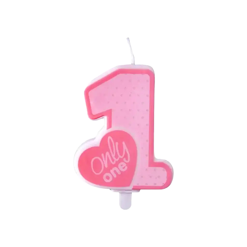 1 Year Anniversary Candle Only One Pink