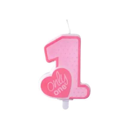 1 Year Anniversary Candle Only One Pink