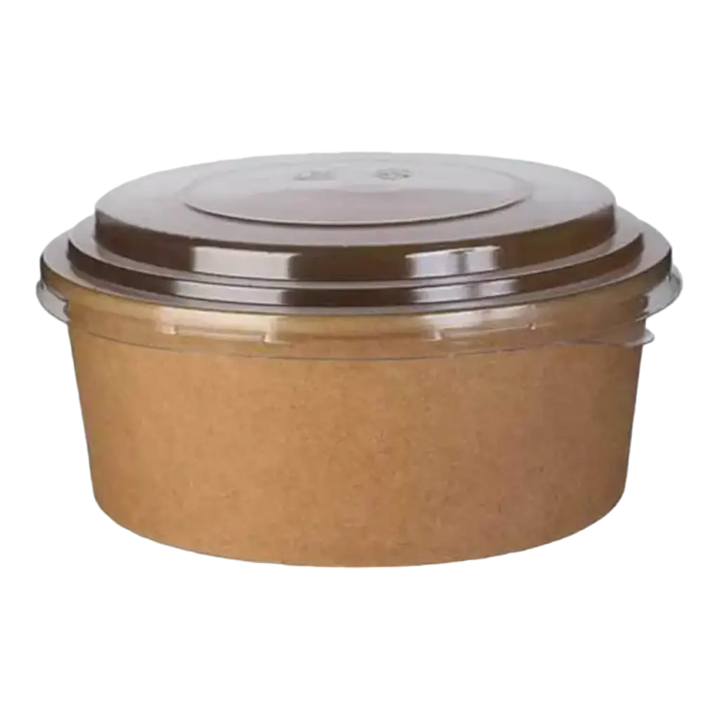 Kraft biodegradable salad bowl 1300ml + lid (set of 25)
