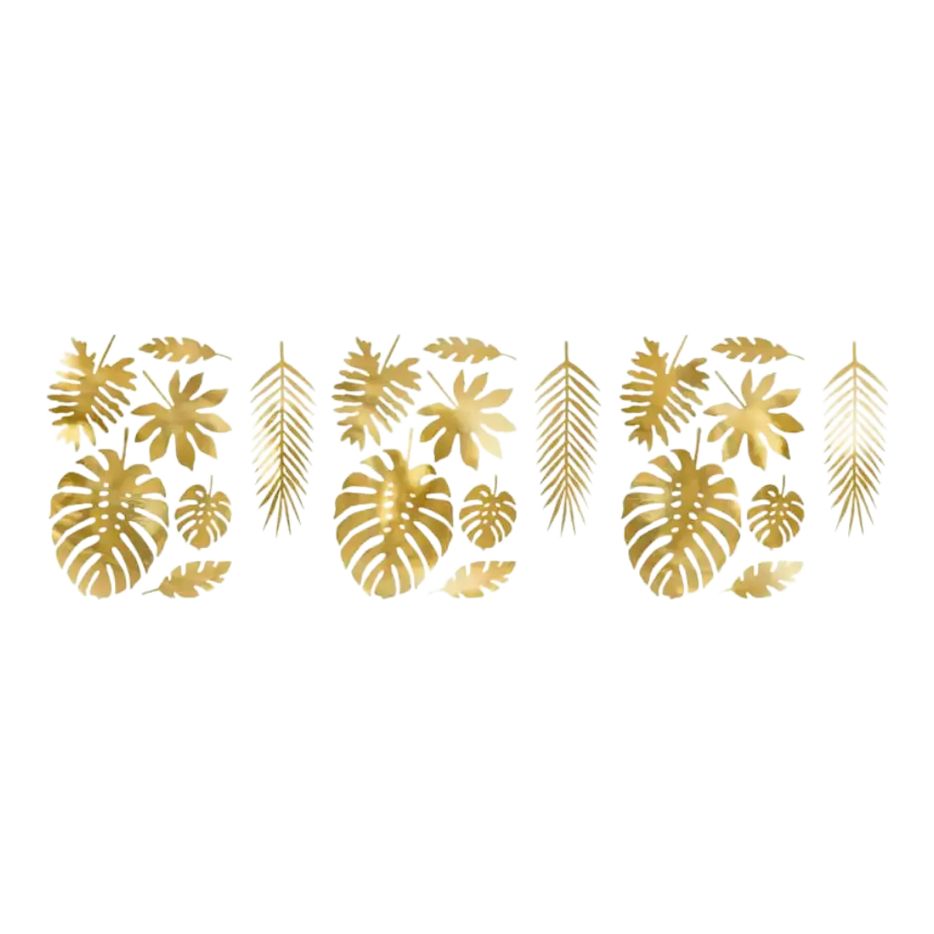Decoration Tropical leaves in gold paper (21 pieces)
