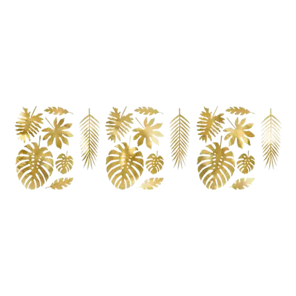 Decoration Tropical leaves in gold paper (21 pieces)