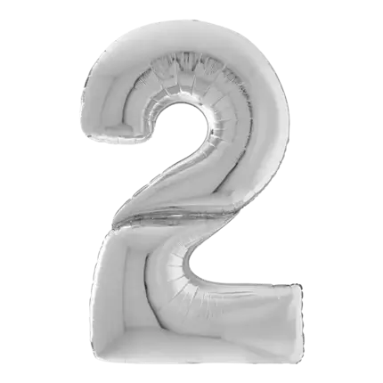 Giant birthday balloon number 2 Silver 163cm