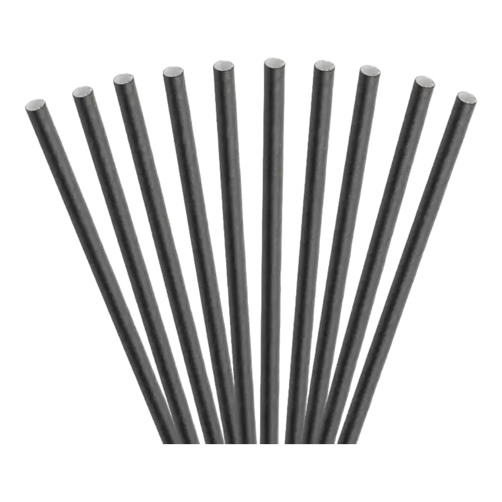 Black Paper Cocktail Straw 14cm ø8mm (Set of 100)
