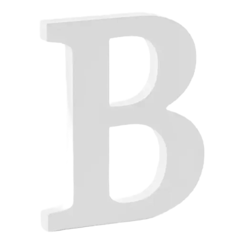 Letter B in White Wood