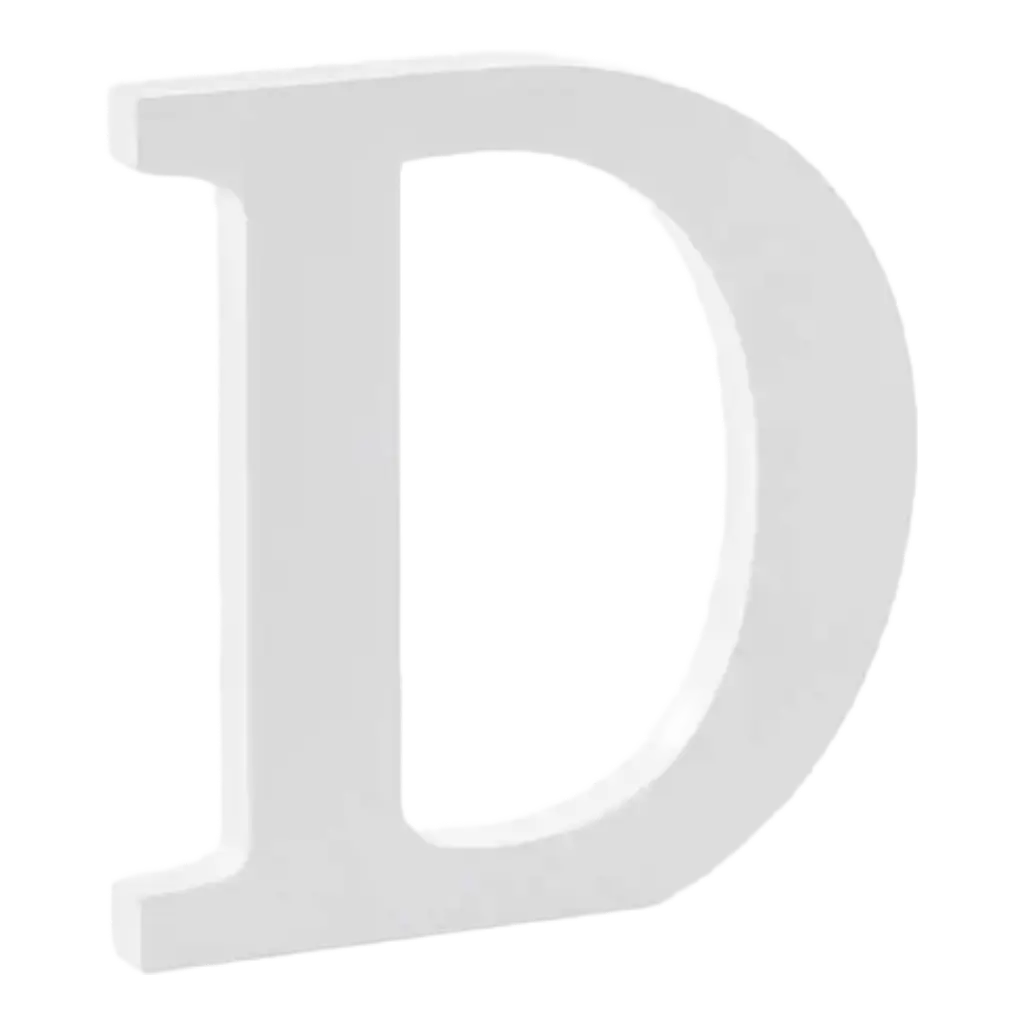 Letter D in White Wood