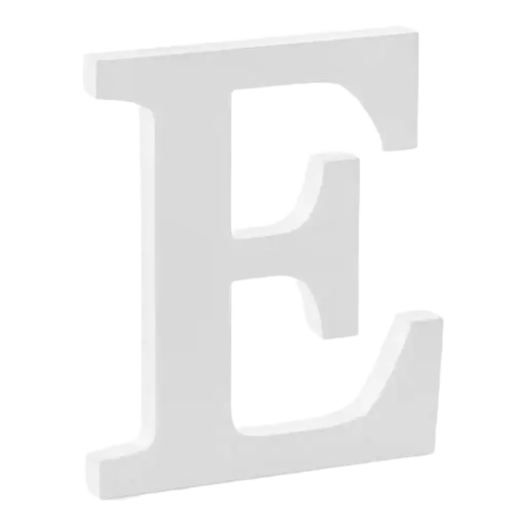 Letter E in White Wood