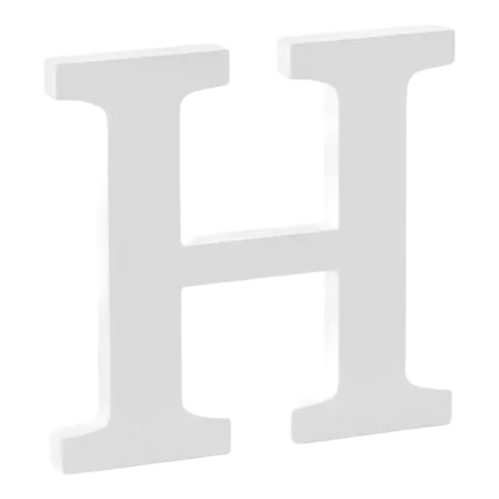 Letter H in White Wood