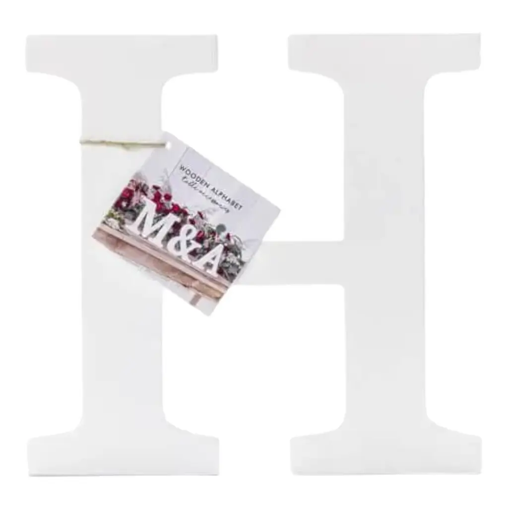 Letter H in White Wood