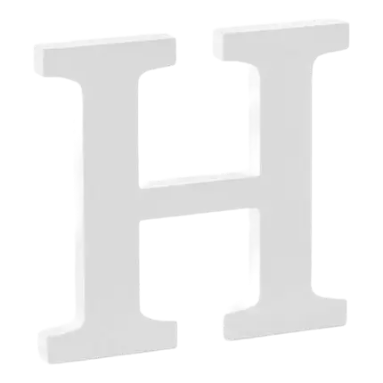 Letter H in White Wood