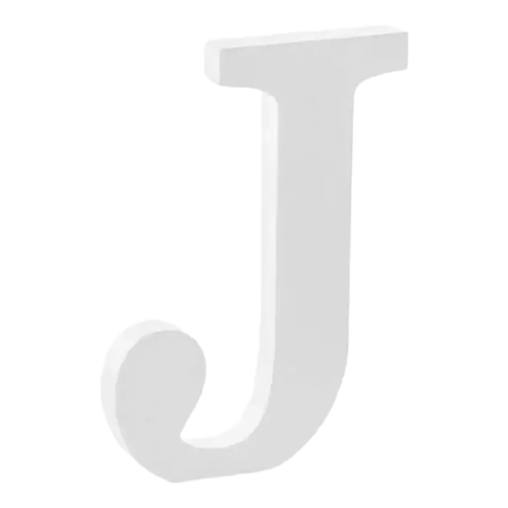 Letter J in White Wood