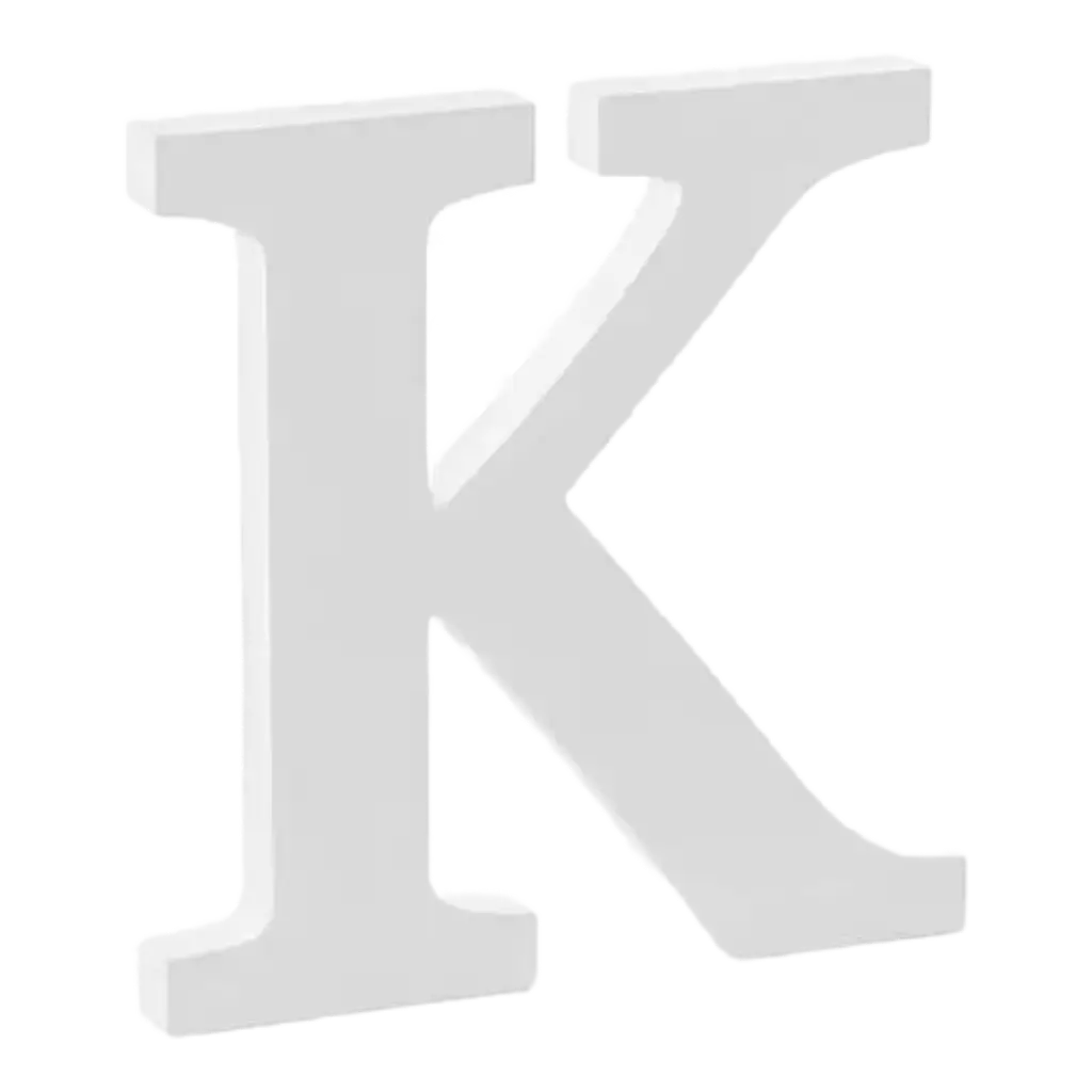 Letter K in White Wood