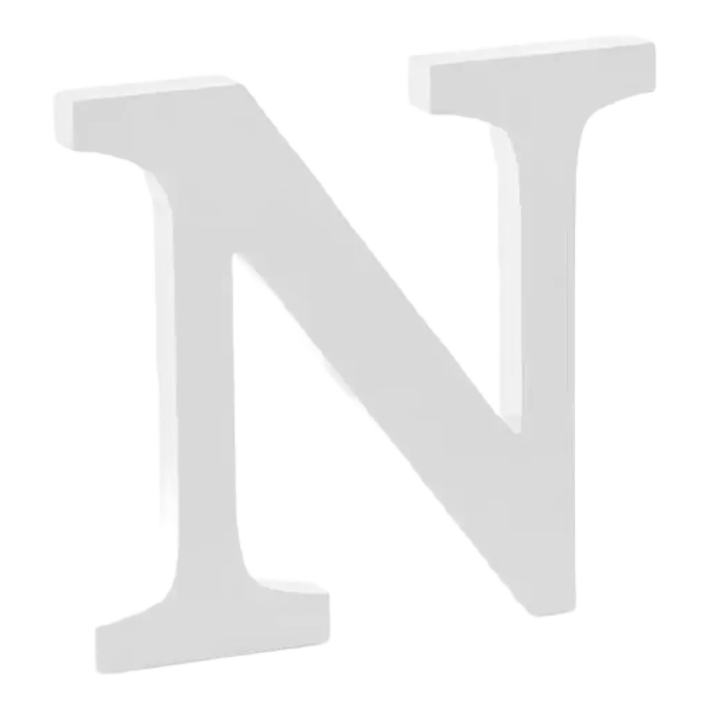 Letter N in White Wood